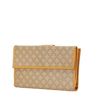 Celine Leather Macadam Wallet Beige Long